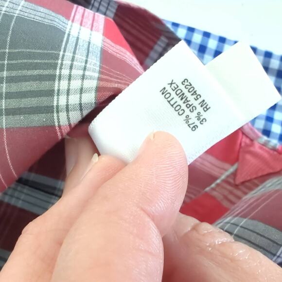 Banana Republic Mens Button Up Shirt Red Gray Plaid Long Sleeve Slim Fit Large - Picture 5 of 7